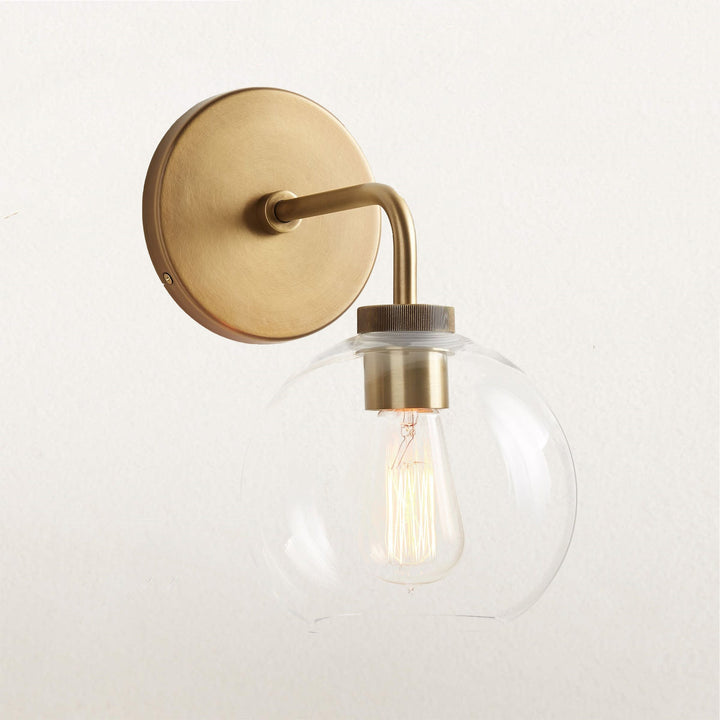 Blown Glass Steel Frame Single Sconce Collection- Stylish Wall Light Fixture, Bathroom Sconce