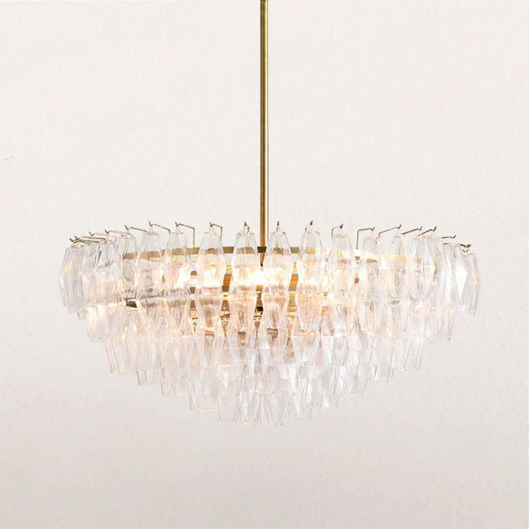 Crystal Elegance Chandelier with Fluted Accents ,Solid crystal design ,dining area light fixtures