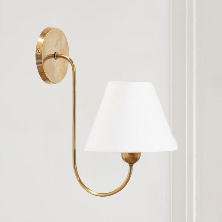 Gleaming Elegance Stainless Oil Rubbed Sconce - Durable Stainless Steel and Antique Brass with White Linen Shade - Ideal Wall Lights for Your Living Room