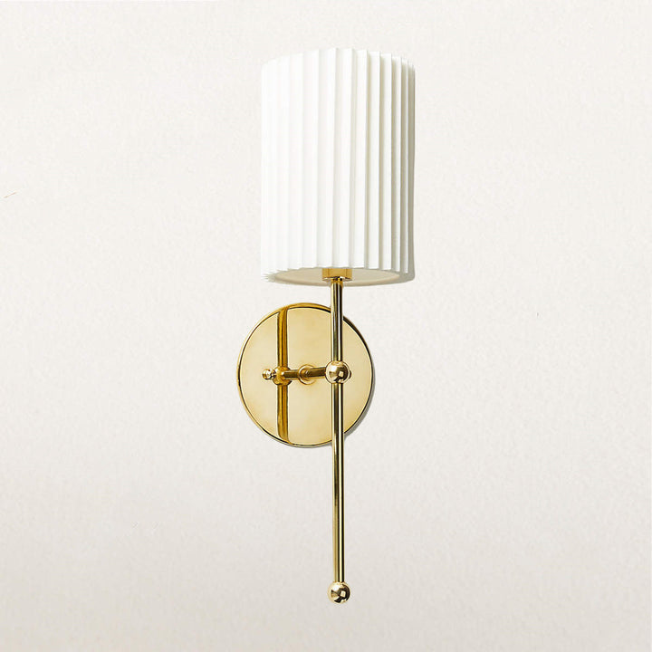 French Elegance Brass Pleated Sconce - Classic French Design with Pleated Linen Shade and Solid Brass Construction - Perfect for Wall Lights for Bedroom