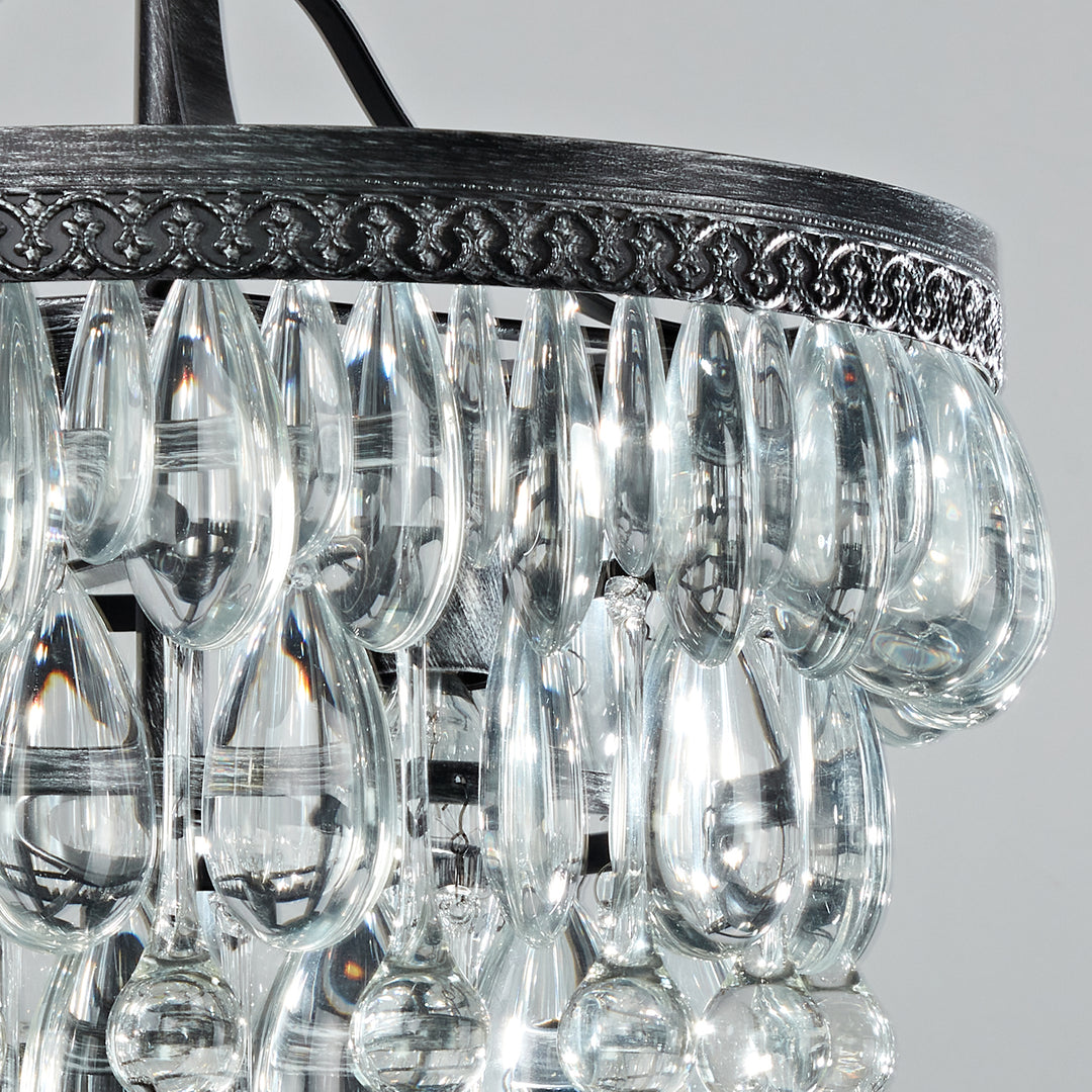 Vintage Crystal Raindrop Elegance Chandelier - Faceted-Glass Crystals and Rain Drops Display for Dining Room and Living Room Lighting