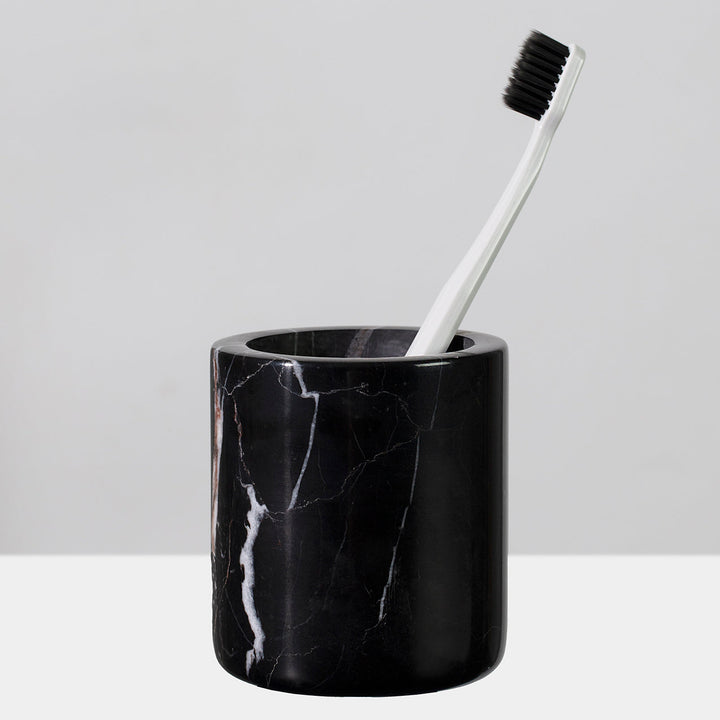 Handcrafted Black Marquina Marble Bath Accessories - Unique and Chic Bathroom Supplies for Elegant Decor