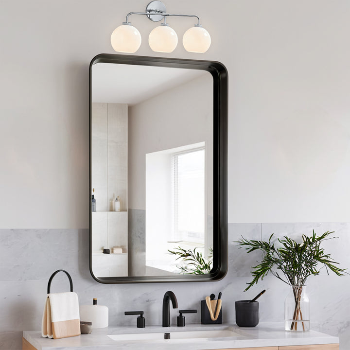 Blown Glass Steel Frame Triple Sconce Collection - Stylish Glass Sconce Options, Bathroom Sconces