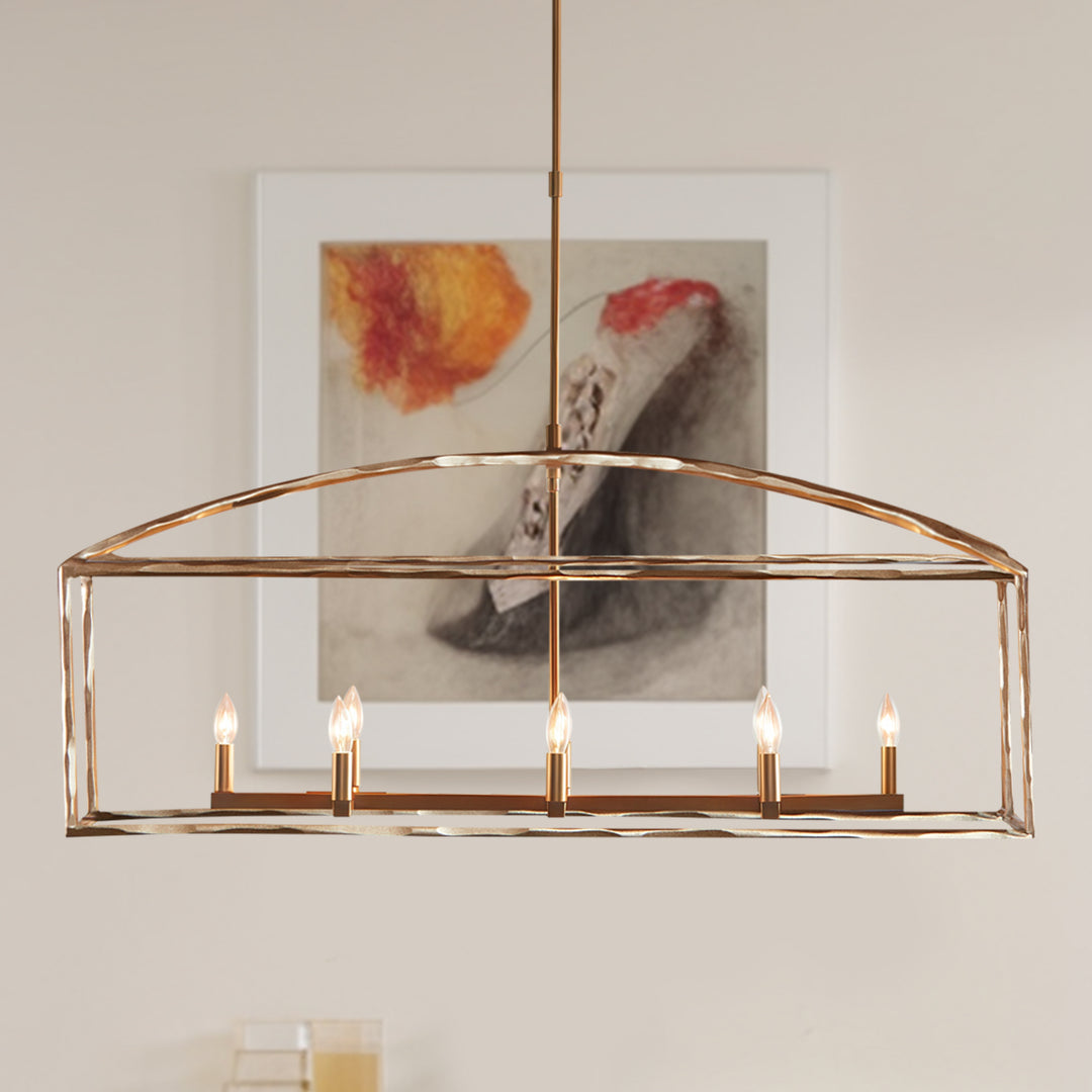 ForgeCurve Dining Chandelier - Modern Hand-Forged Chandelier with Organic Curves Suitable for Dining Room And Living Room