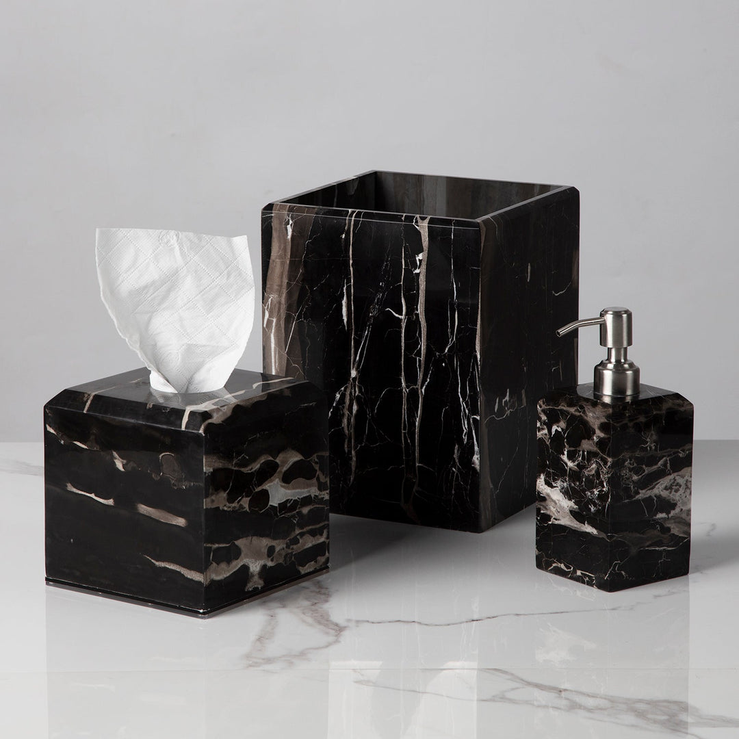 Silver Dragon Marble Luxe Bath Accessories with Soft Sheen for Elegant Bathroom