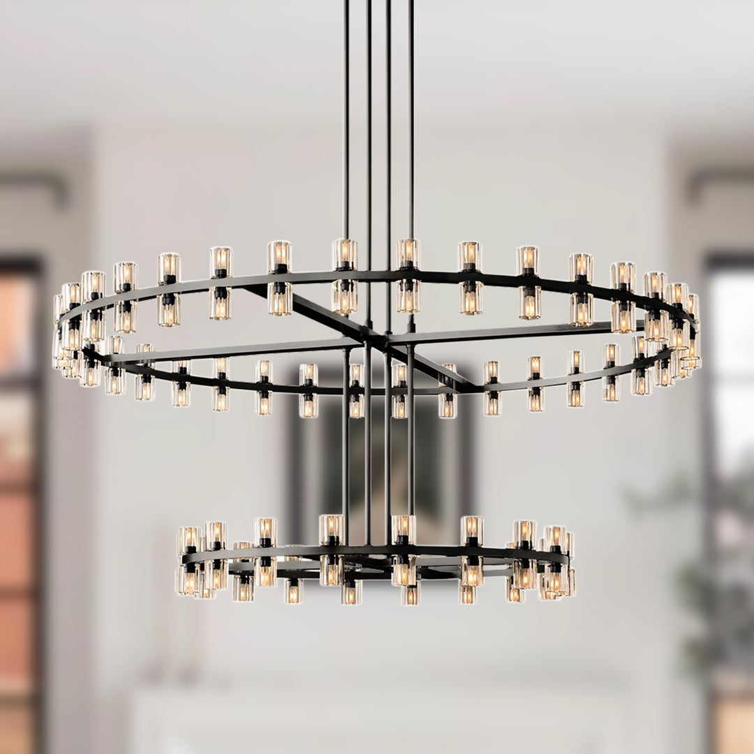 Theresa Crystal Modern Chandelier - Maria Theresa Design with Clear Crystal and Precision Cut K9 Crystal - Stylish Hanging Light Fixture Perfect for Your Living Room