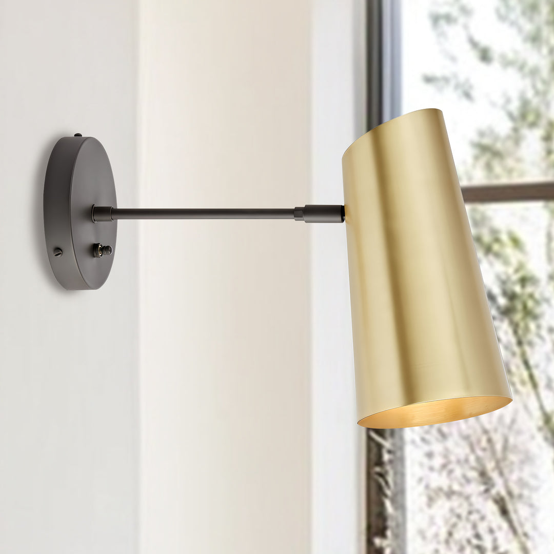 Metal Medium Streamline Glow Sconce - Articulating Brass Wall Lights for Living Room