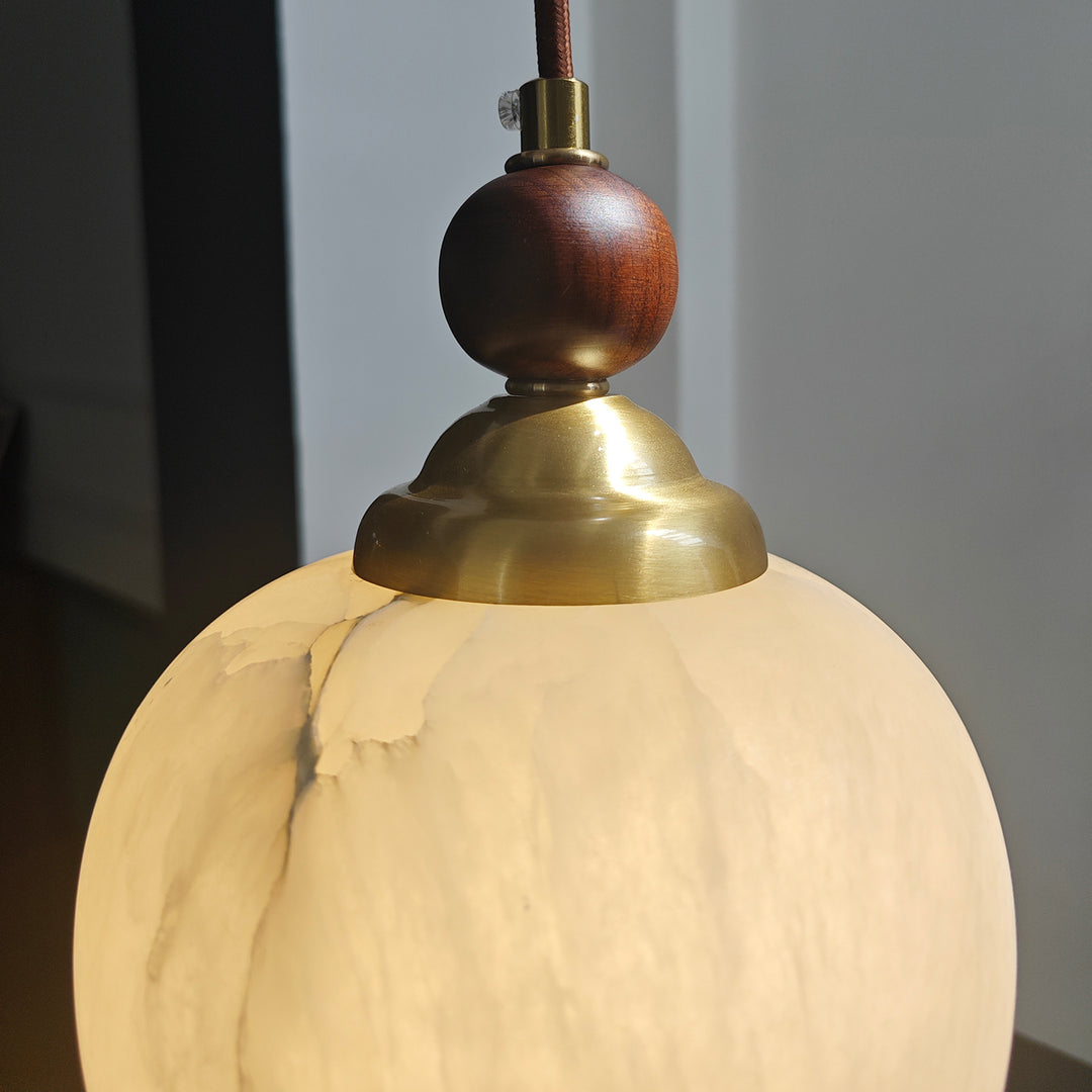 Alabaster Spherical Pendant Light - Elegant Alabaster Fixture for Modern Bedroom Decor and Stylish Hanging Lights for Bedroom