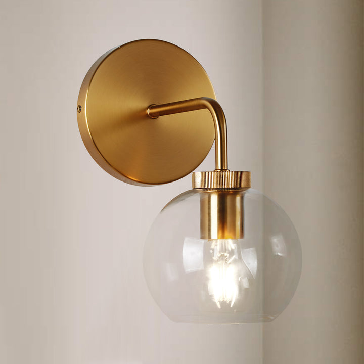 Blown Glass Steel Frame Single Sconce Collection- Stylish Wall Light Fixture, Bathroom Sconce