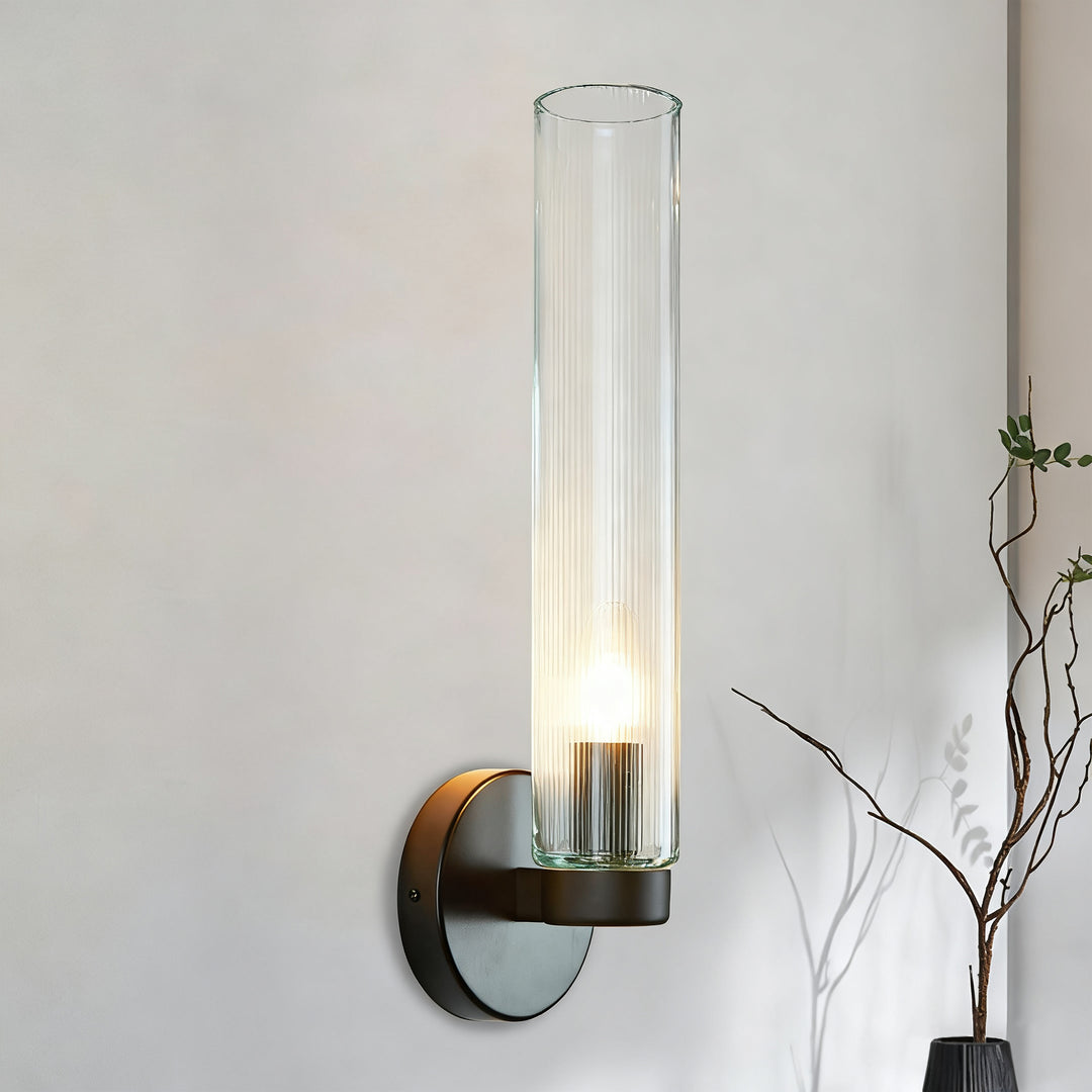 Radiant Fluted Glow Sconce - Elegant Bathroom Wall Lights with Fluted Glass Shade, Suitable for Your Makeup Lighting Mirror in the Bathroom