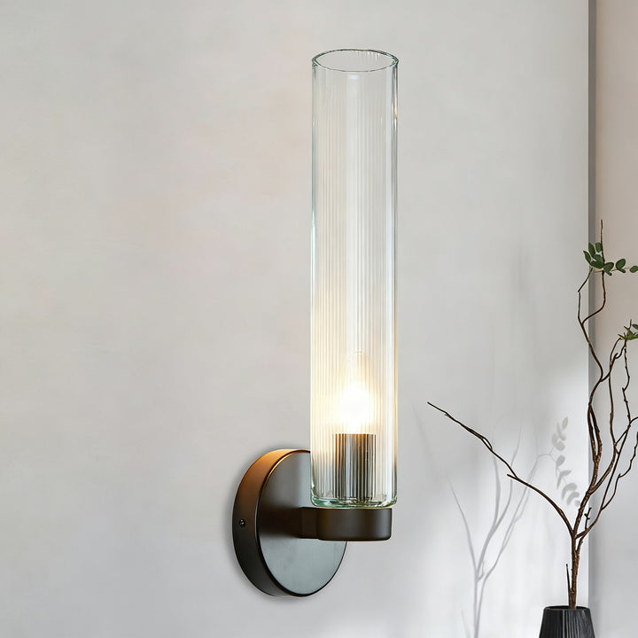 Radiant Fluted Glow Sconce - Elegant Bathroom Wall Lights with Fluted Glass Shade, Suitable for Your Makeup Lighting Mirror in the Bathroom