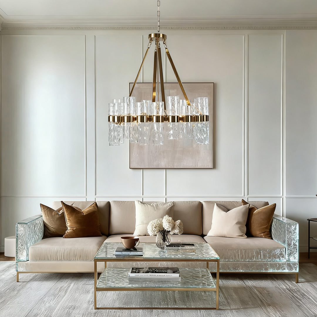 Penni Recycled Glass Chandelier - Elegant Art Deco Lighting Fixture - Perfect for Living Room Chandelier and Hanging Light Fixture