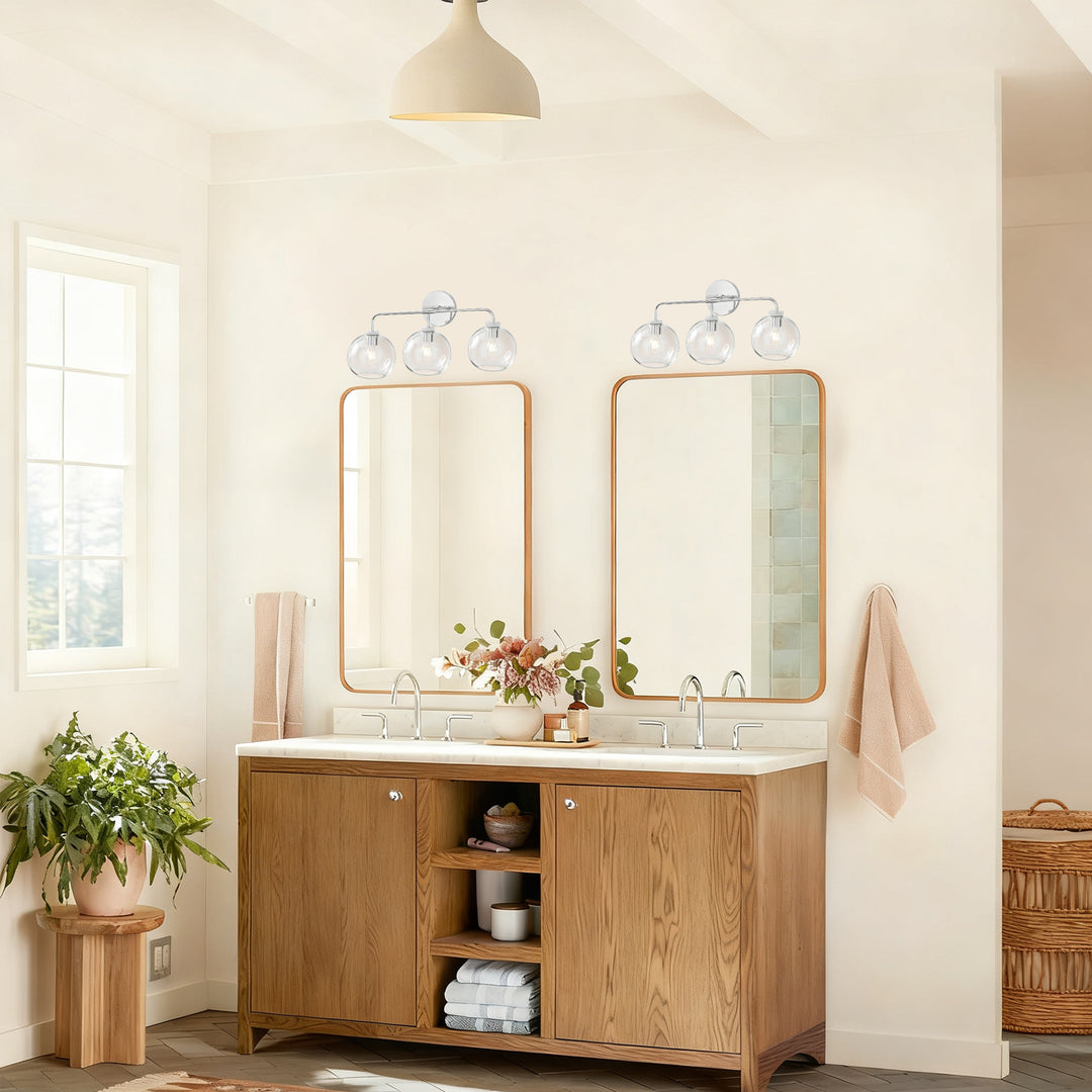 Blown Glass Steel Frame Triple Sconce Collection - Stylish Glass Sconce Options, Bathroom Sconces