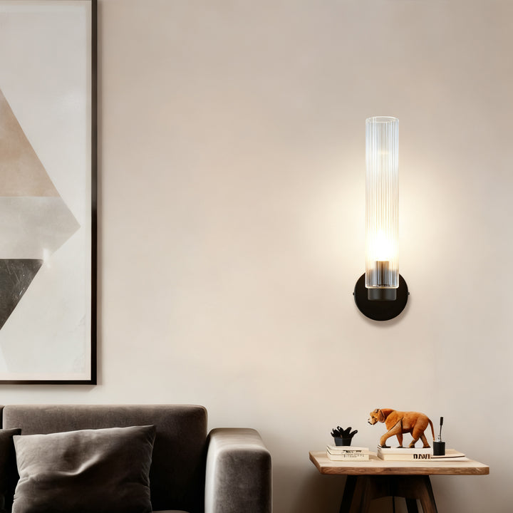 Radiant Fluted Glow Sconce - Elegant Bathroom Wall Lights with Fluted Glass Shade, Suitable for Your Makeup Lighting Mirror in the Bathroom