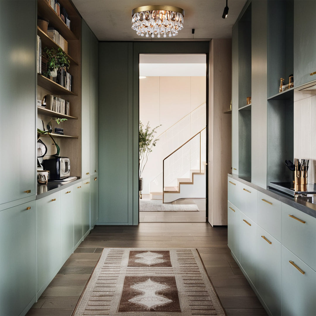 Crystal Glow Versa Flush Mount - Elegant Design with Crystal Droplets for Bedroom and Living Room Lighting