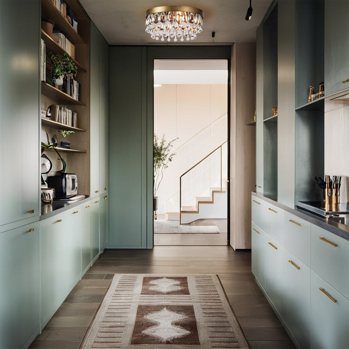 Crystal Glow Versa Flush Mount - Elegant Design with Crystal Droplets for Bedroom and Living Room Lighting