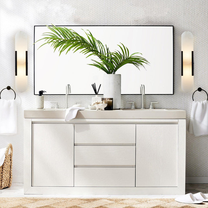 Alabaster Elegance Backplate Sconce - Elegant Alabaster Design with Stunning Finishes - Perfect for Bathroom Sconce