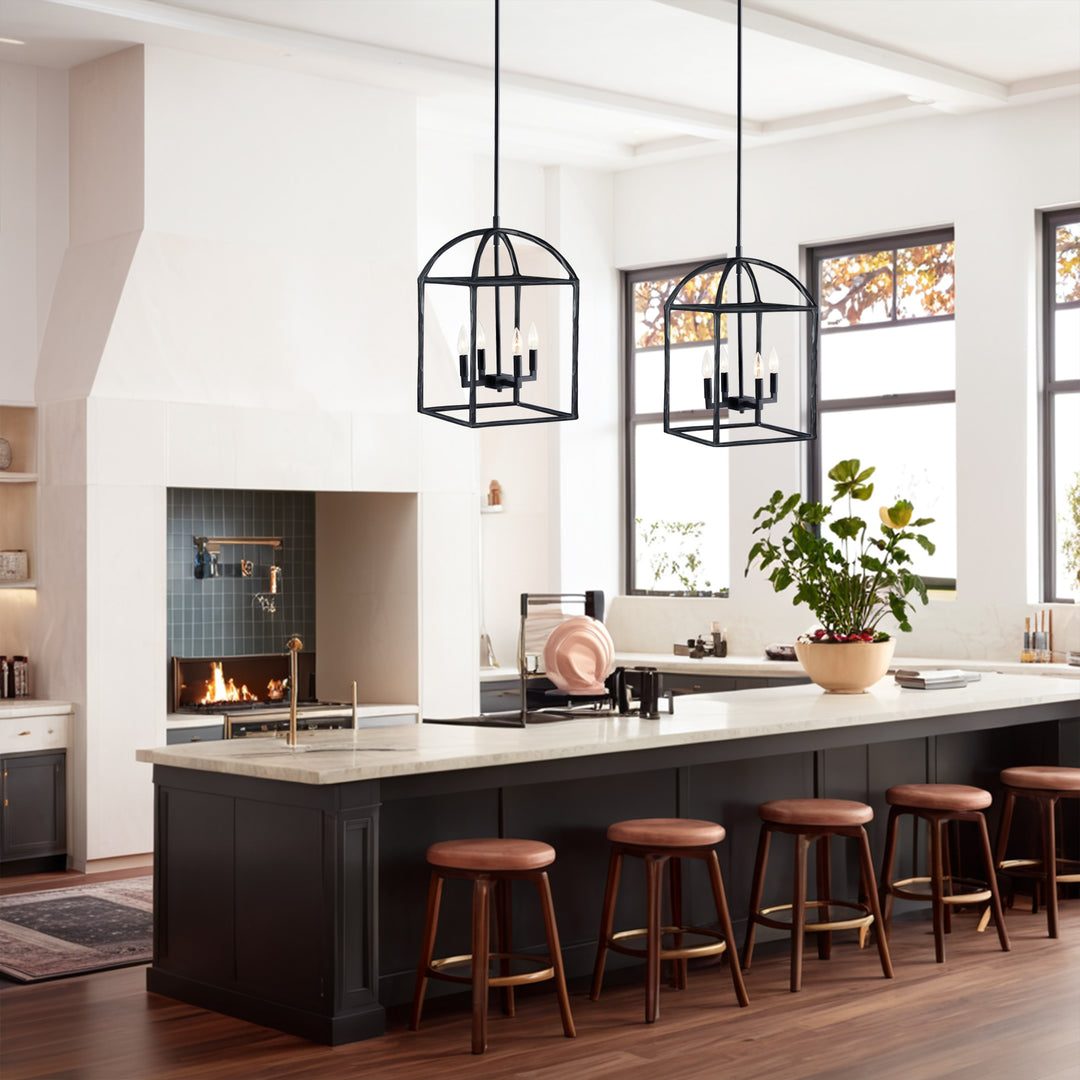 Modern Industrial Forged-Iron Pendant Light - Adjustable Height Hanging Light Fixtures, Suitable for Dining Room And Living Room