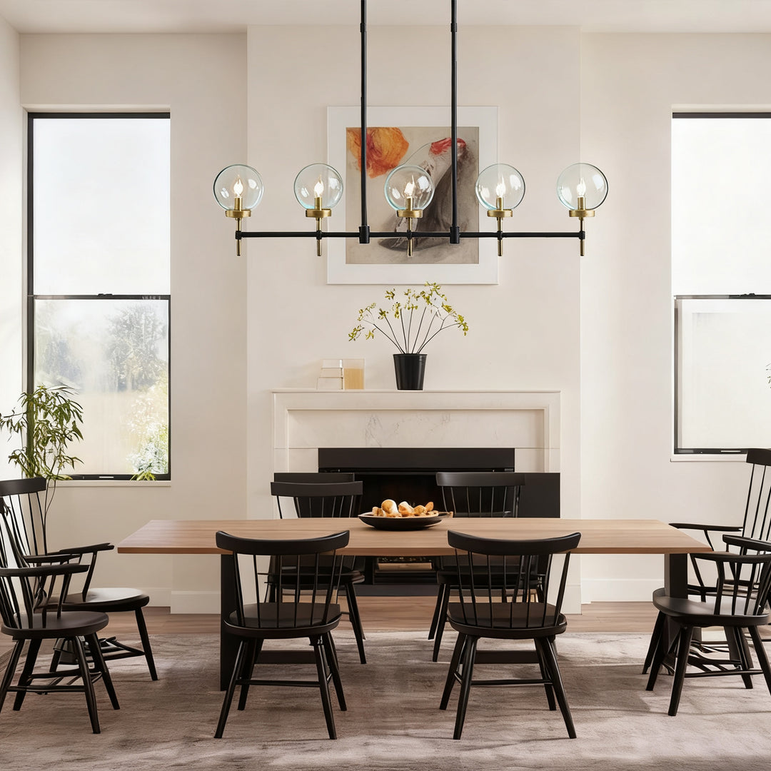Camryn Glass Globe Linear Chandelier - Stylish Light Fixture for Dining Room and Living Room