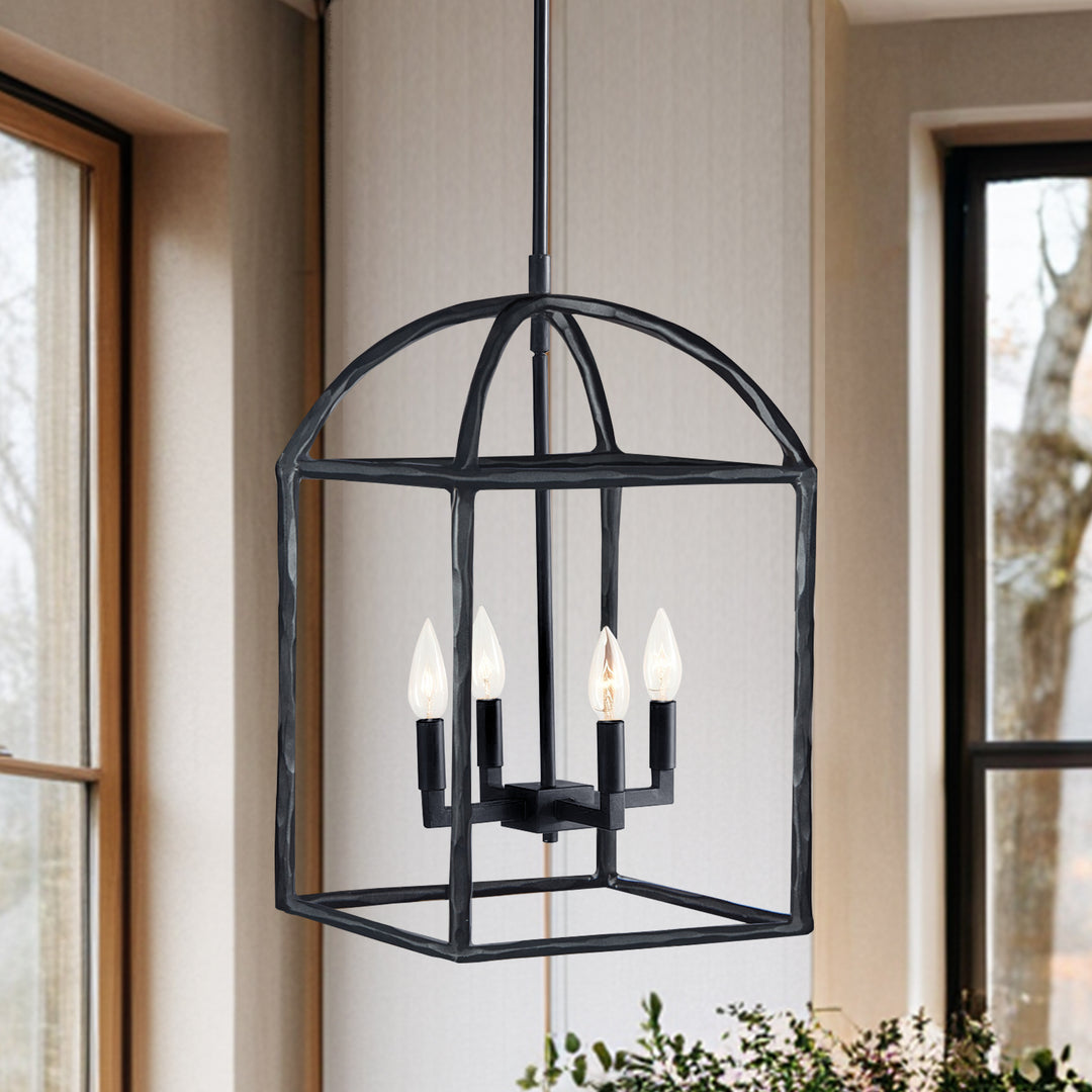 Modern Industrial Forged-Iron Pendant Light - Adjustable Height Hanging Light Fixtures, Suitable for Dining Room And Living Room