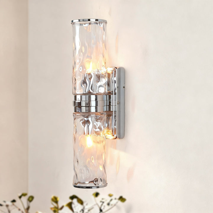 Hammered Clear Glass Shades Candelabra Sconce - Elegant Wall Sconces with Rich Finishes, Suitable for the Bathroom as Lighting for Your Makeup