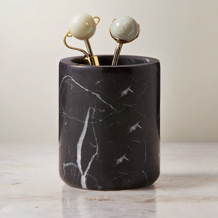 Handcrafted Black Marquina Marble Bath Accessories - Unique and Chic Bathroom Supplies for Elegant Decor