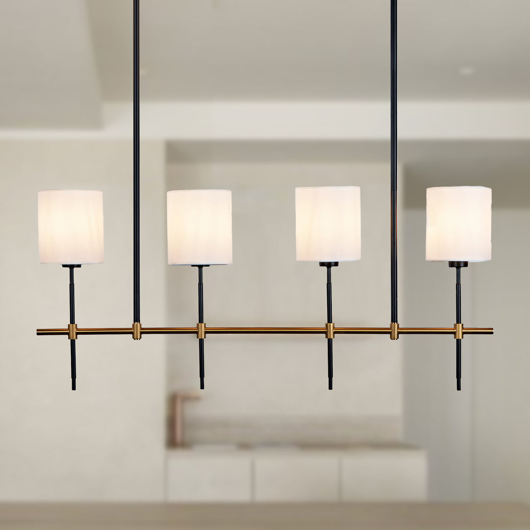 LuxeLinen Linear Metal Chandelier - High-End Design with Sophisticated Construction and Rich Finishes - Perfect Light Fixtures for Dining Room