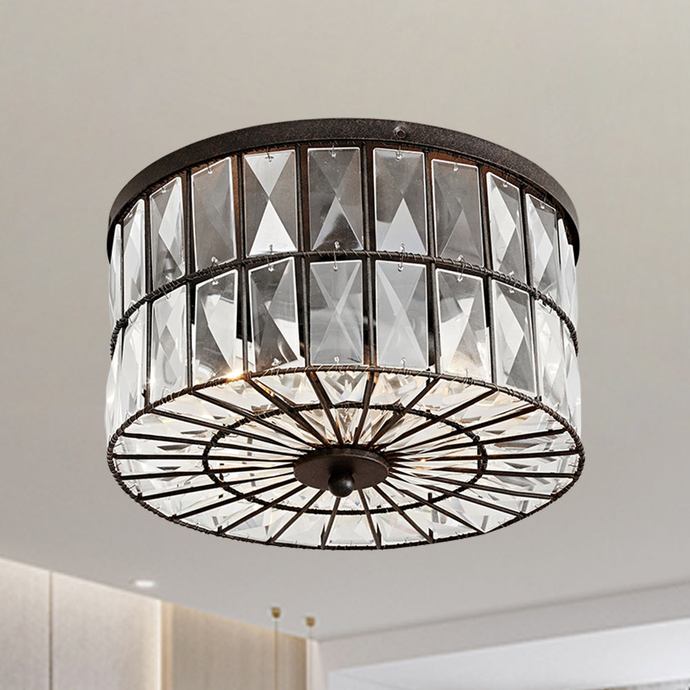 Modern Elegance Crystal Flush Mount - Premium Glass Crystals,  Suitable for Dining Room and Living Room Ceiling Lights