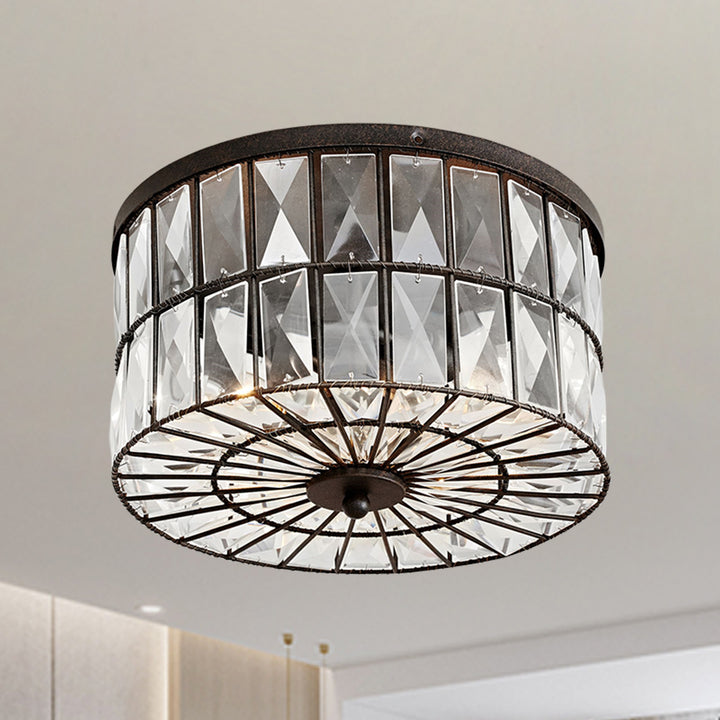Modern Elegance Crystal Flush Mount - Premium Glass Crystals,  Suitable for Dining Room and Living Room Ceiling Lights
