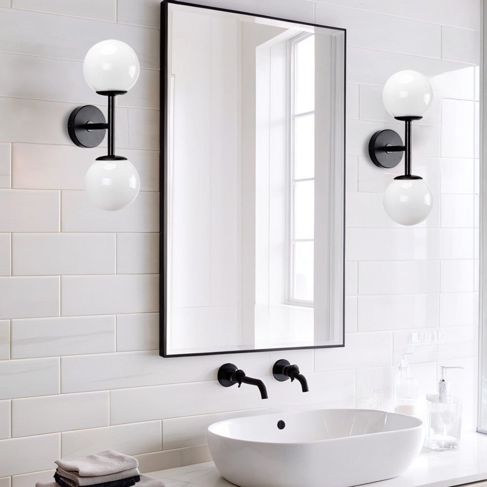 Fiberglass Glow Double Wall Sconce: Cast Fiberglass with White Textured Finish and Pewter/Gold Accents for Kitchen, Bathroom, Outdoor