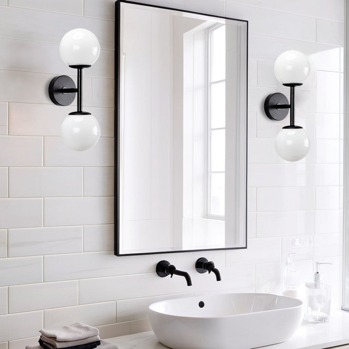 Fiberglass Glow Double Wall Sconce: Cast Fiberglass with White Textured Finish and Pewter/Gold Accents for Kitchen, Bathroom, Outdoor