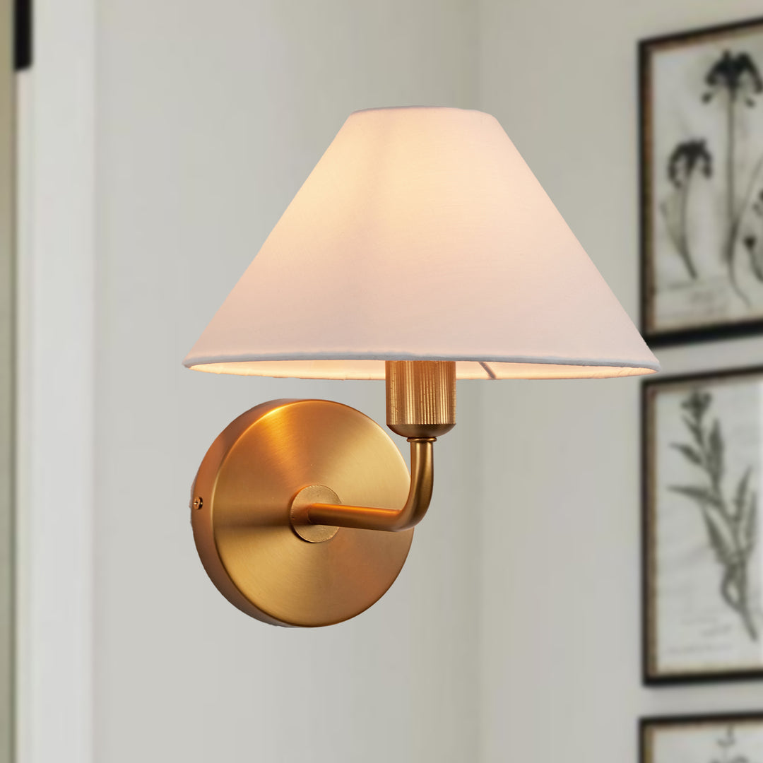 Elegant Linen Glow Sconce - Architectural Design Tapered Shade Wall Sconce for Bedroom and Living Room - A Statement Piece of Elegance and Sophistication