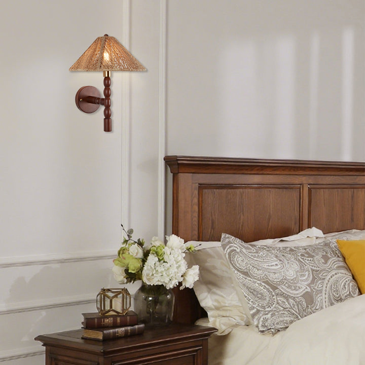 Samina Sconce - Modern Style with Handwoven jute and solid walnut - Perfect for Living Room, Dining Room and Enteyway