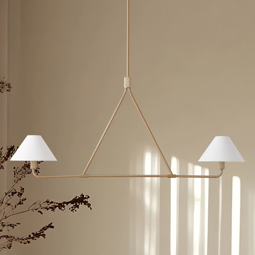 Minimalist Elegance Architectural 2-Light Tapered Pendant: Angular and Minimalist Design for Dining, Bedroom, and Living Room Illumination