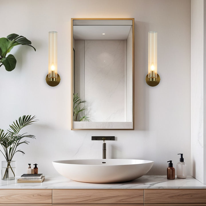 Radiant Fluted Glow Sconce - Elegant Bathroom Wall Lights with Fluted Glass Shade, Suitable for Your Makeup Lighting Mirror in the Bathroom