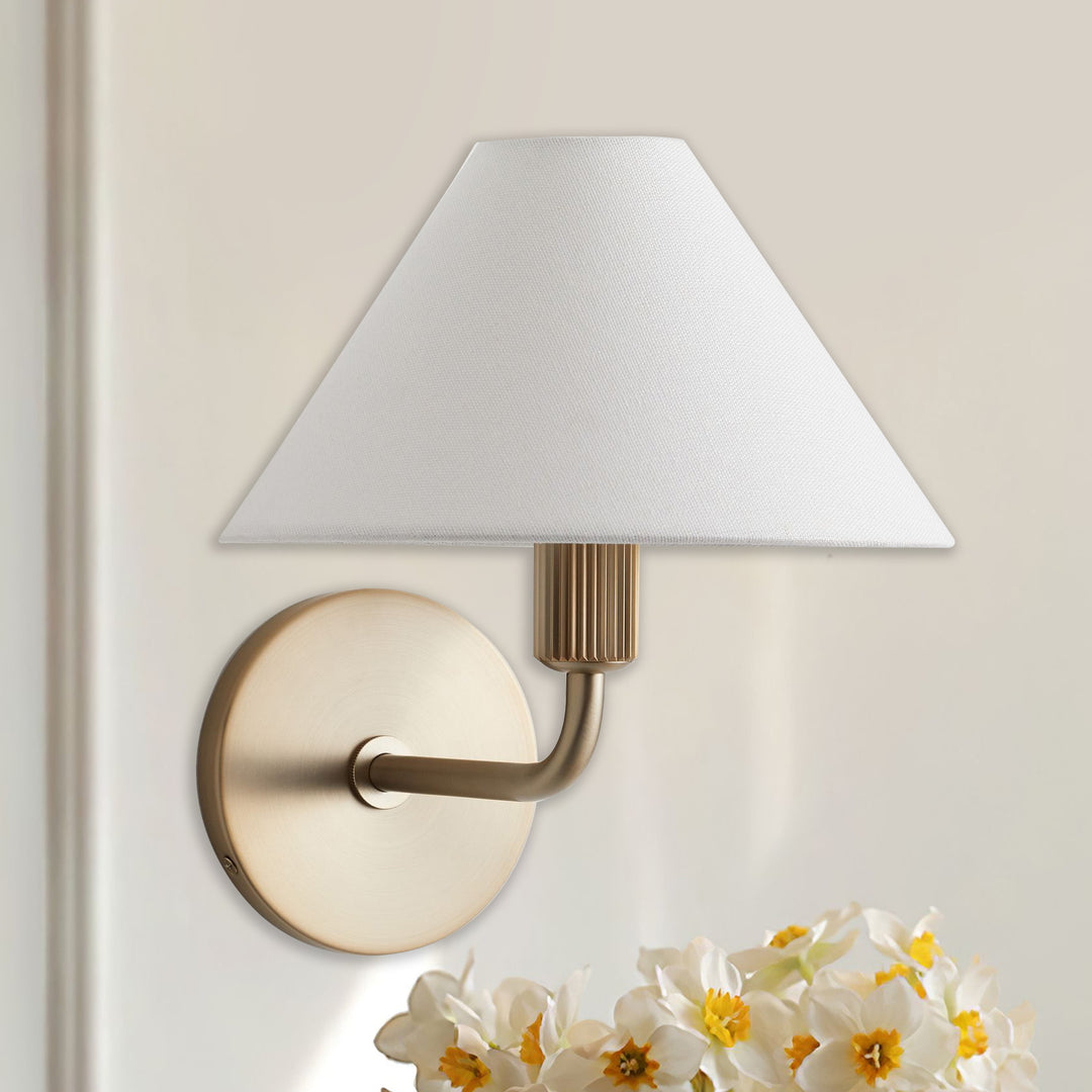Elegant Linen Glow Sconce - Architectural Design Tapered Shade Wall Sconce for Bedroom and Living Room - A Statement Piece of Elegance and Sophistication