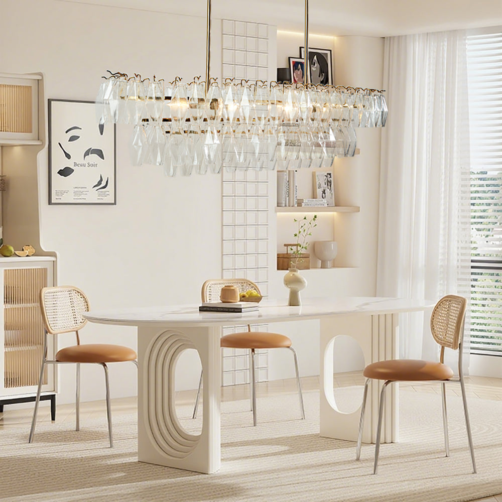 Timeless Elegance Fluted Crystal Chandelier with Luxe Metallic Finish,Fluted crystal effect ,dining room light fitting