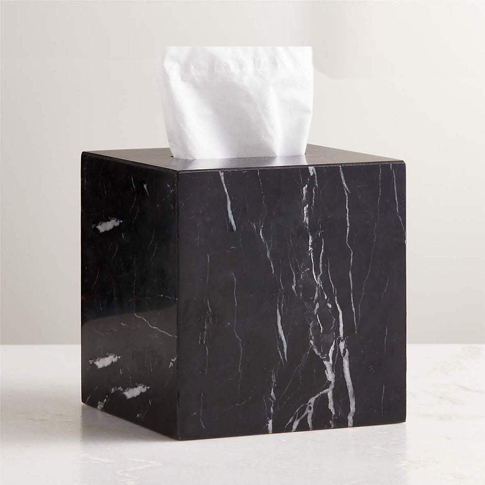 Handcrafted Black Marquina Marble Bath Accessories - Unique and Chic Bathroom Supplies for Elegant Decor