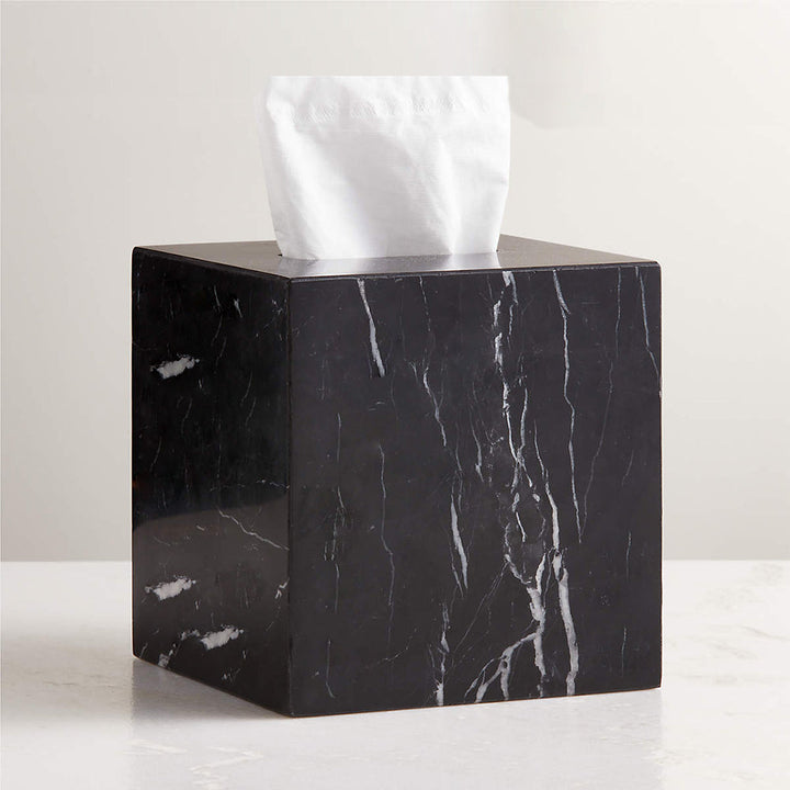 Handcrafted Black Marquina Marble Bath Accessories - Unique and Chic Bathroom Supplies for Elegant Decor