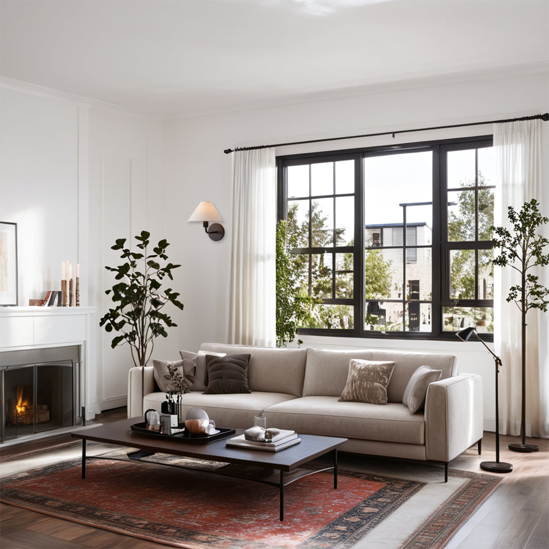 Elegant Linen Glow Sconce - Architectural Design Tapered Shade Wall Sconce for Bedroom and Living Room - A Statement Piece of Elegance and Sophistication