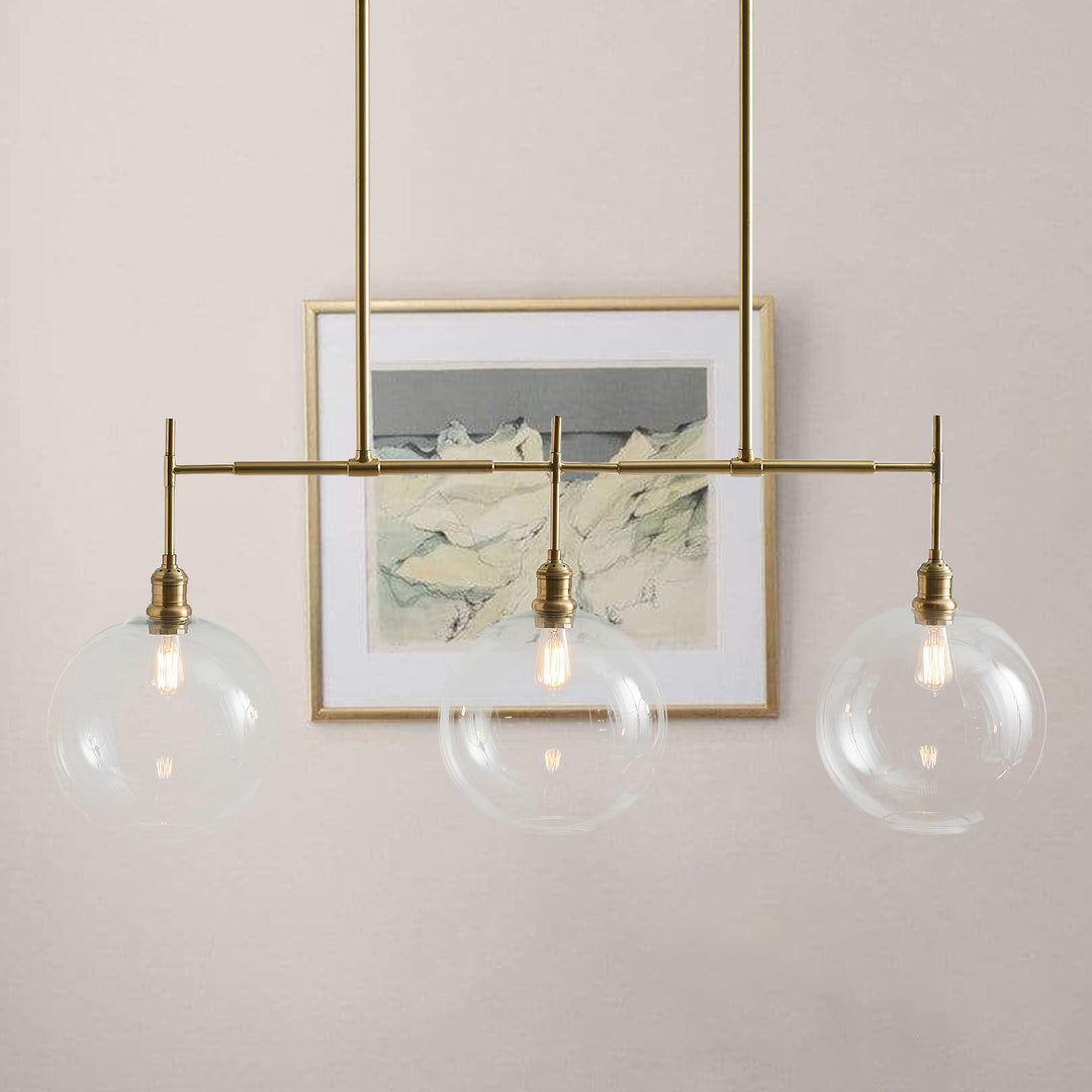 Modern Glam Linear Globe Chandelier - Stylish Two-Toned Light Fixture for Dining Room