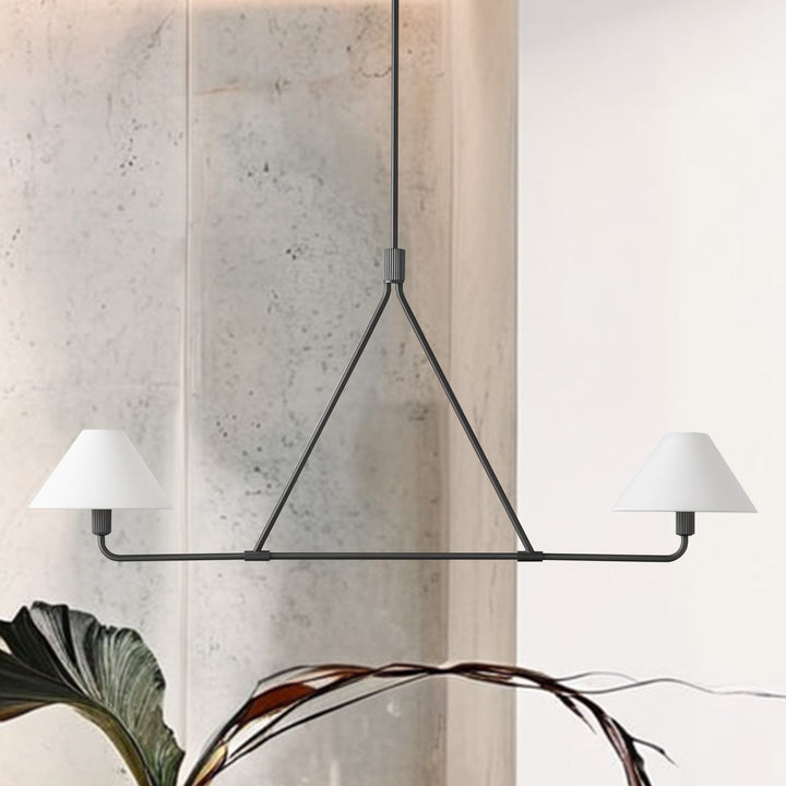 Minimalist Elegance Architectural 2-Light Tapered Pendant: Angular and Minimalist Design for Dining, Bedroom, and Living Room Illumination