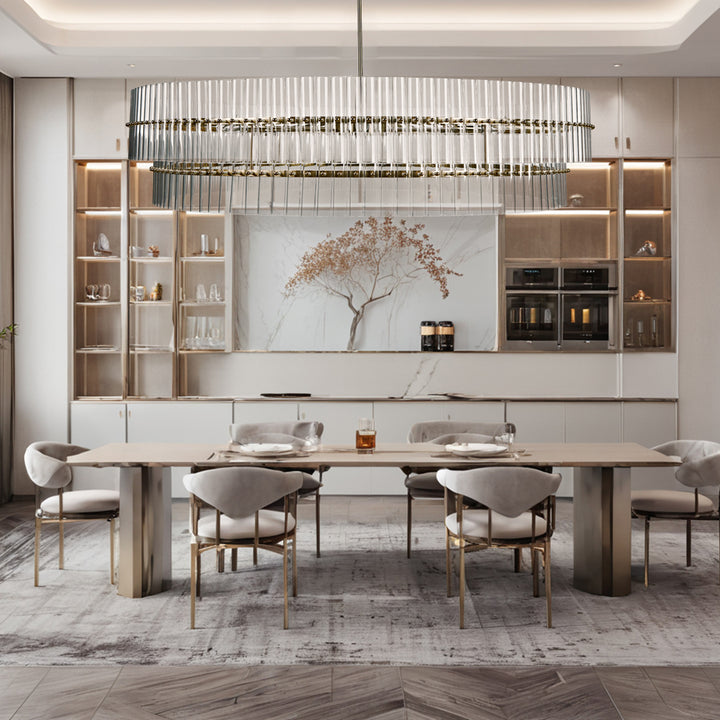 Mallory Crystal elegant retro brass round chandelier pure crystal created for living room, kitchen