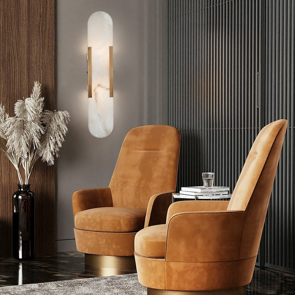 Alabaster Elegance Backplate Sconce - Elegant Alabaster Design with Stunning Finishes - Perfect for Bathroom Sconce