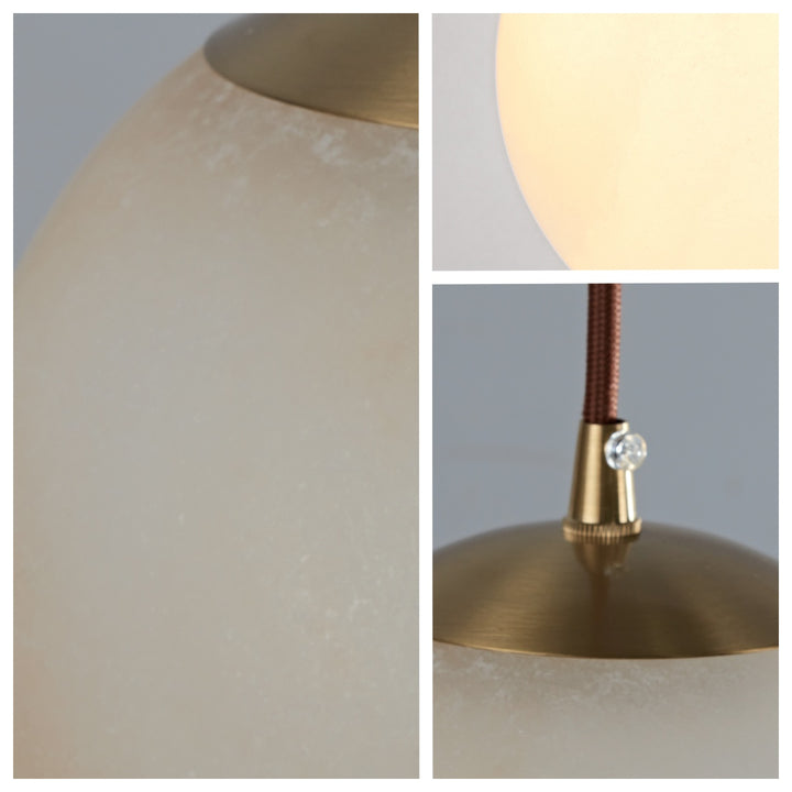 Alabaster Hanging Pendant Light with Polished Brass Accents and Unique Texture, Pendant Lights for Living Room, Kitchen Lights, Bedroom Lights