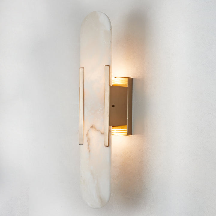 Alabaster Elegance Backplate Sconce - Elegant Alabaster Design with Stunning Finishes - Perfect for Bathroom Sconce