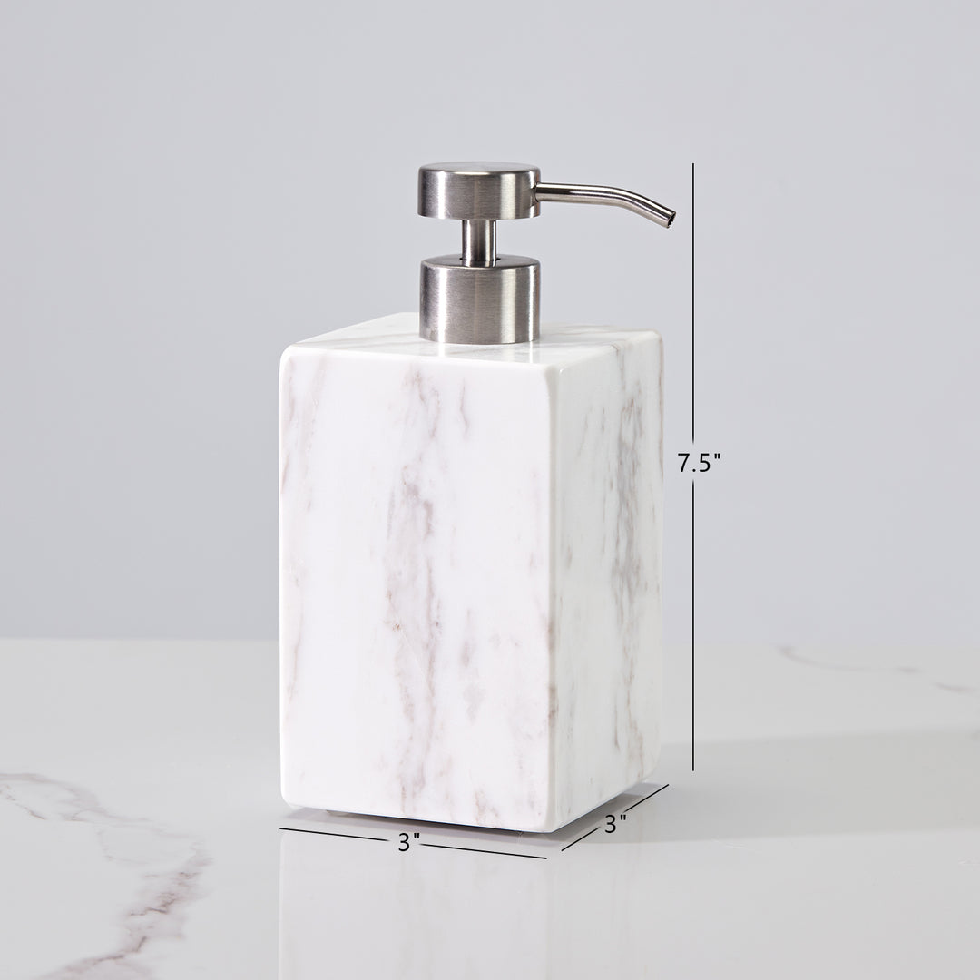 Polished Arabascato Marble Bath Accessories with Stainless Steel Pump - Elegant Decor for Marble Bathrooms, Featuring Unique Veining