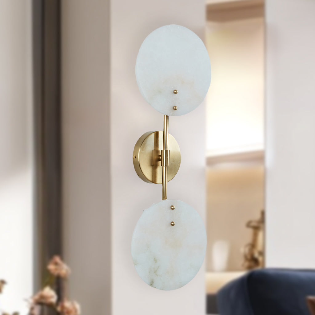 Alabaster Mid-Century Modern Wall Sconce with Diffused Light and Versatile Styling，Bathroom Wall Sconces, Vanity Sconce Light, Kitchen Wall Lights