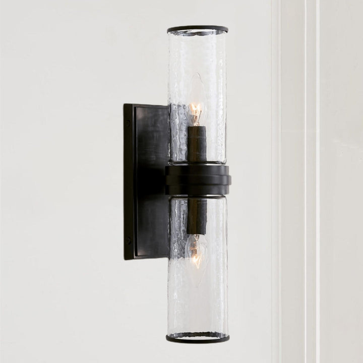 Hammered Clear Glass Shades Candelabra Sconce - Elegant Wall Sconces with Rich Finishes, Suitable for the Bathroom as Lighting for Your Makeup