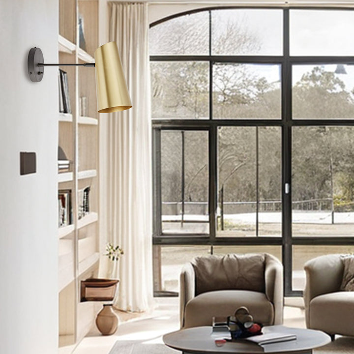 Metal Medium Streamline Glow Sconce - Articulating Brass Wall Lights for Living Room